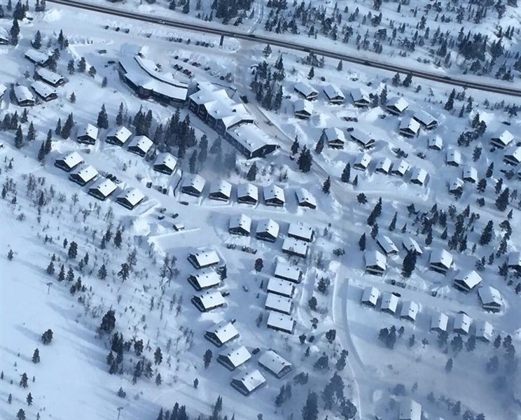 Flygbild över Hemfjällsbyn