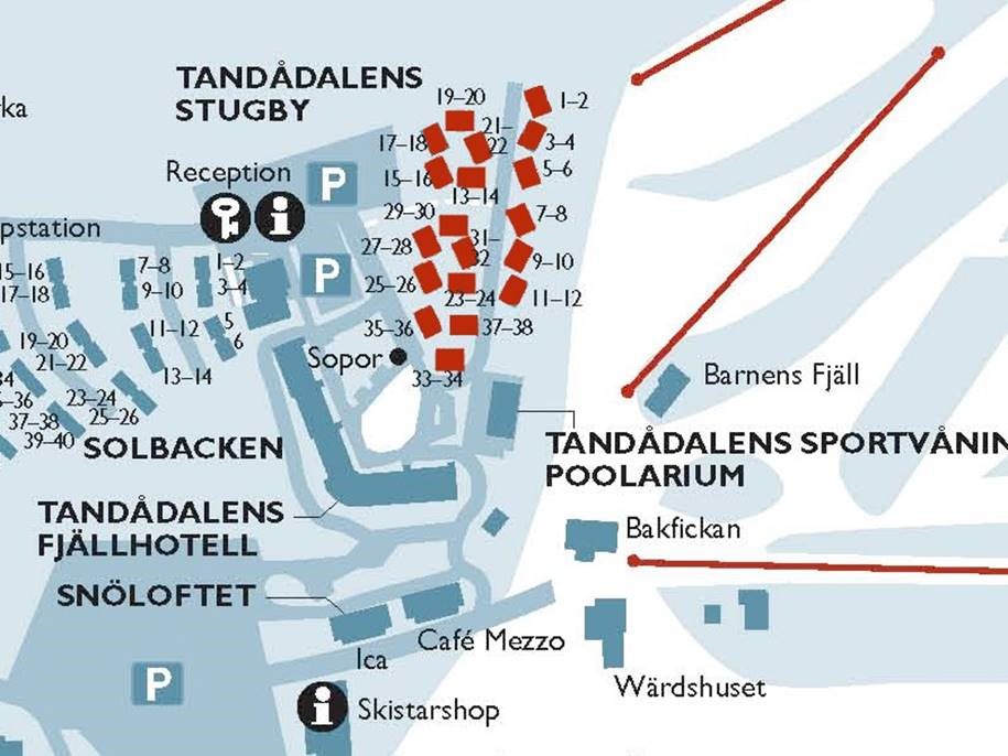 Tandådalens Stugby är stugorna i rött hus 29
