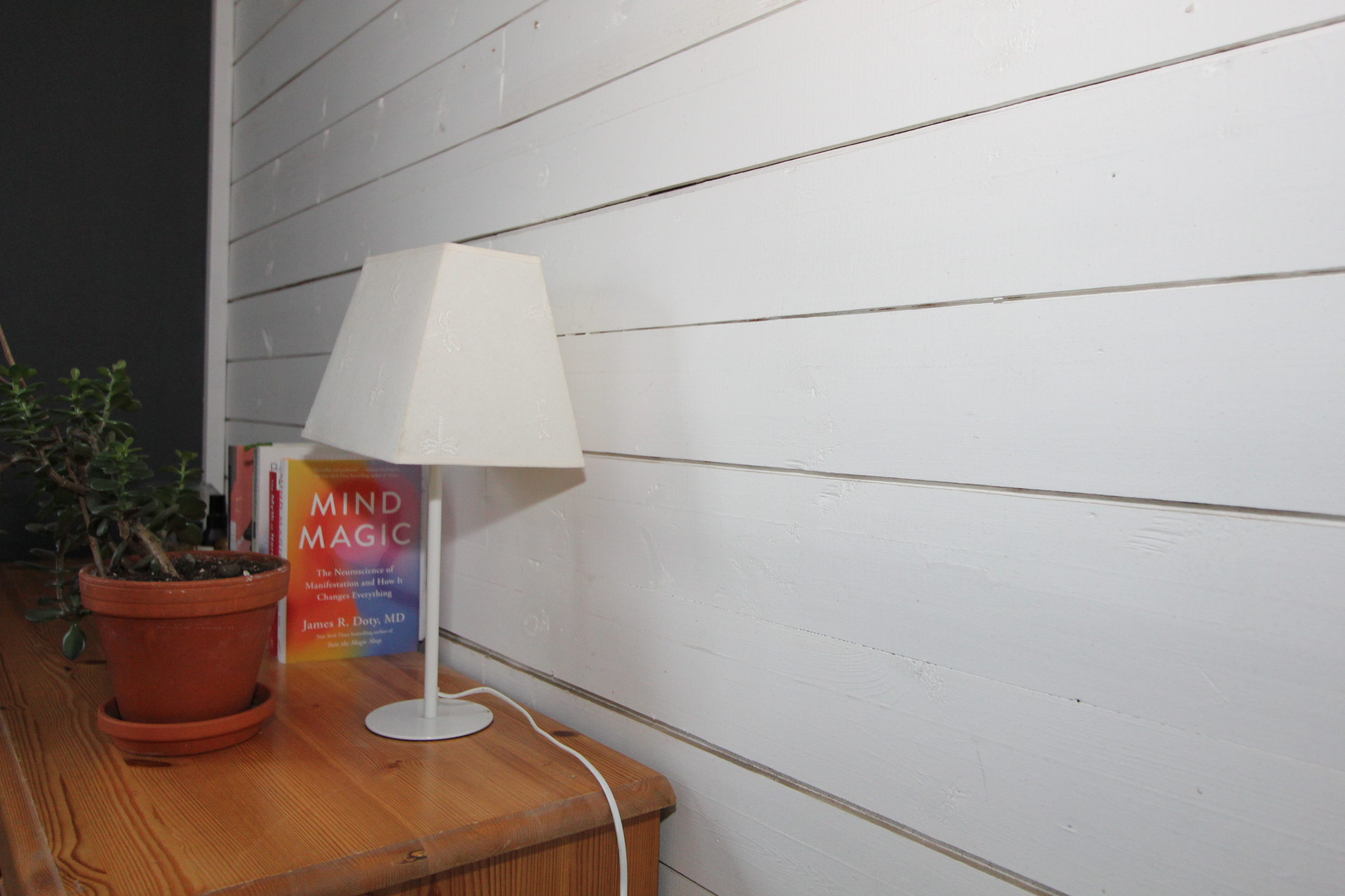 Sovrum 2 har 2 råspontade väggar