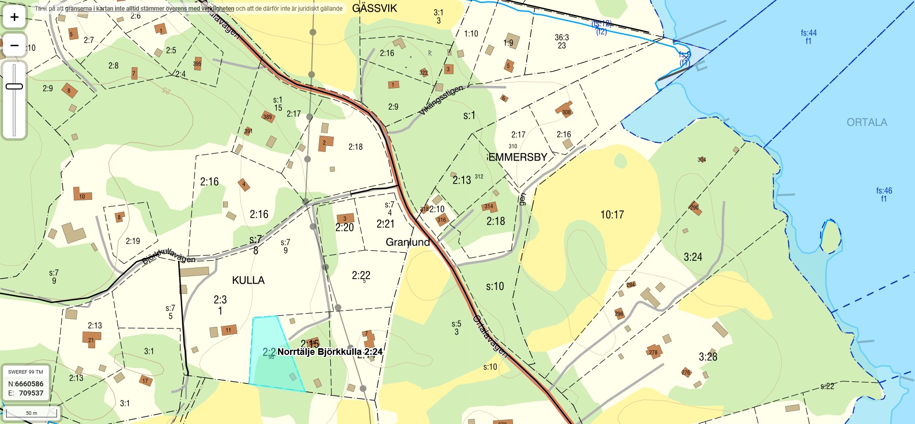 Tomtkarta Björkkulla 2-24