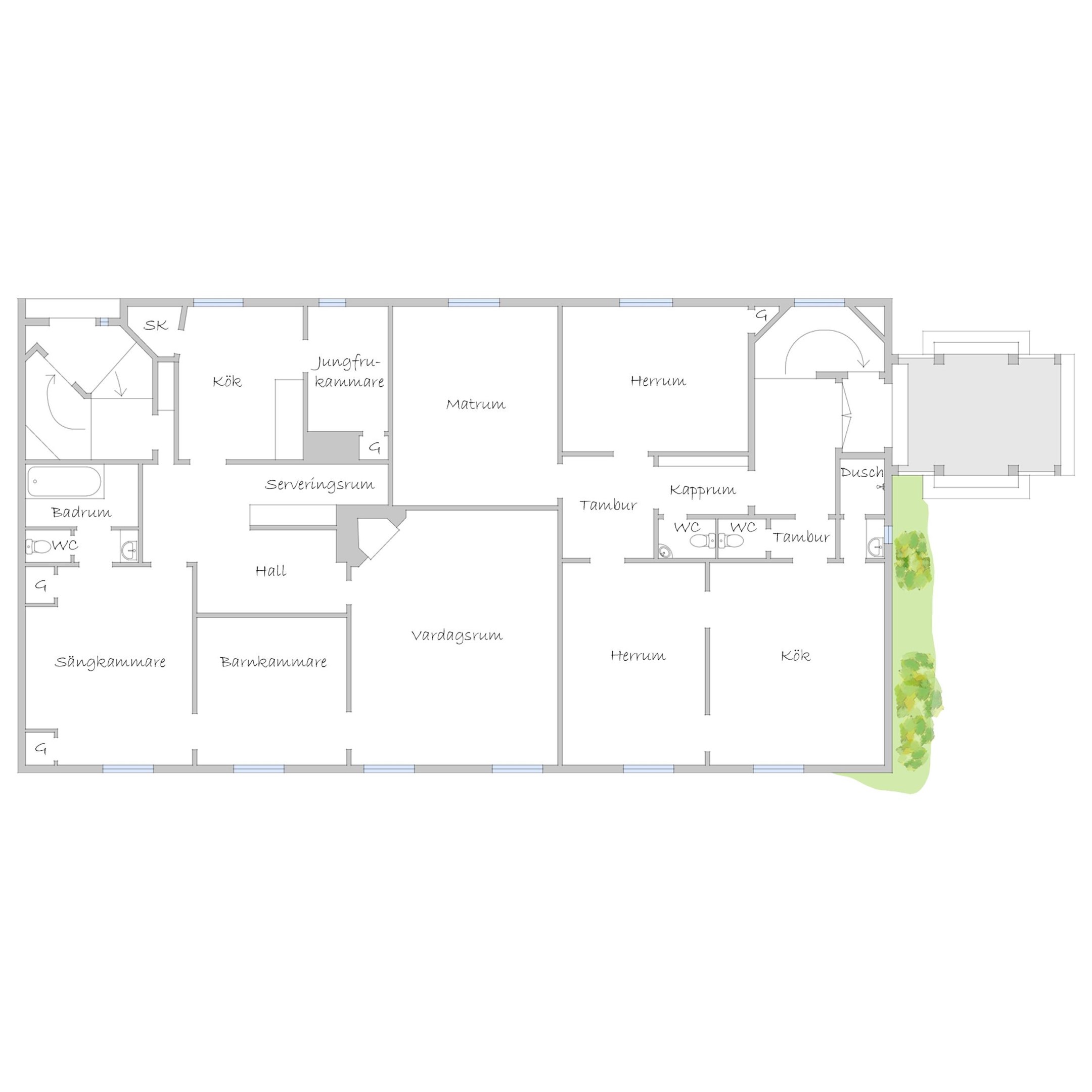 Bottenvåning Huskropp mot östra Esplanaden