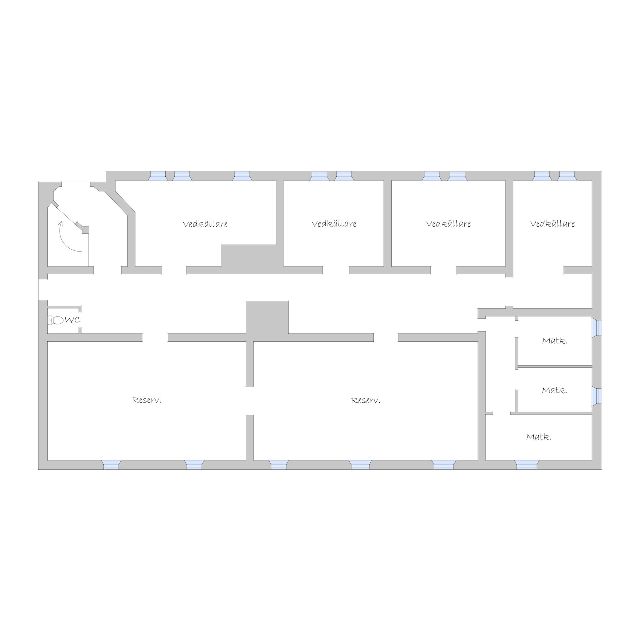 Källare huskropp mot östra esplanaden