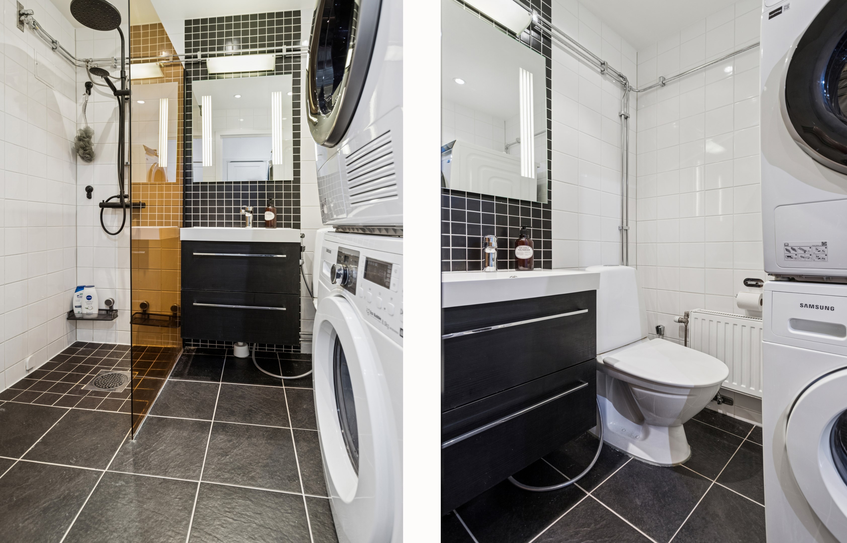 Dusch/WC/tvätt på övre plan