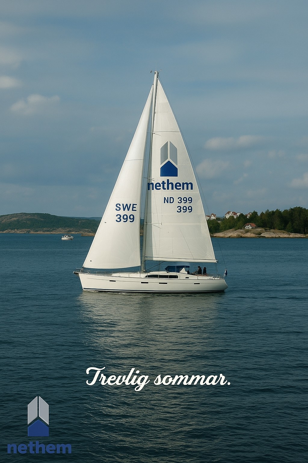 Trevlig sommar ganska stor båt