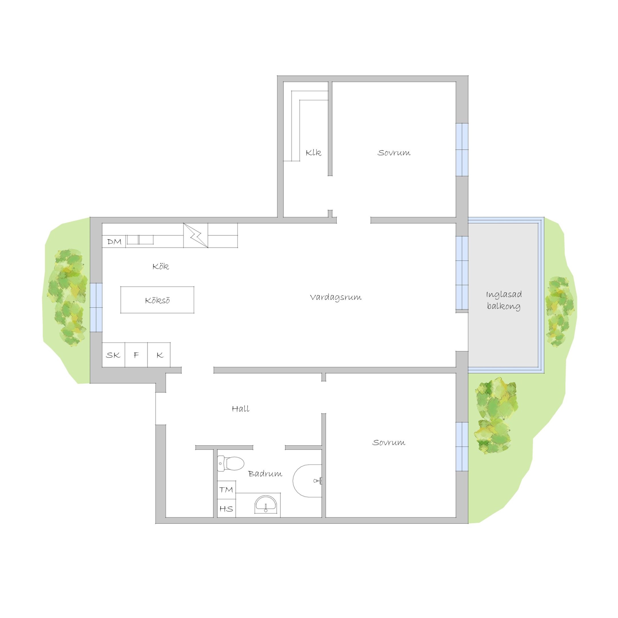 Planritning, ej skalenlig