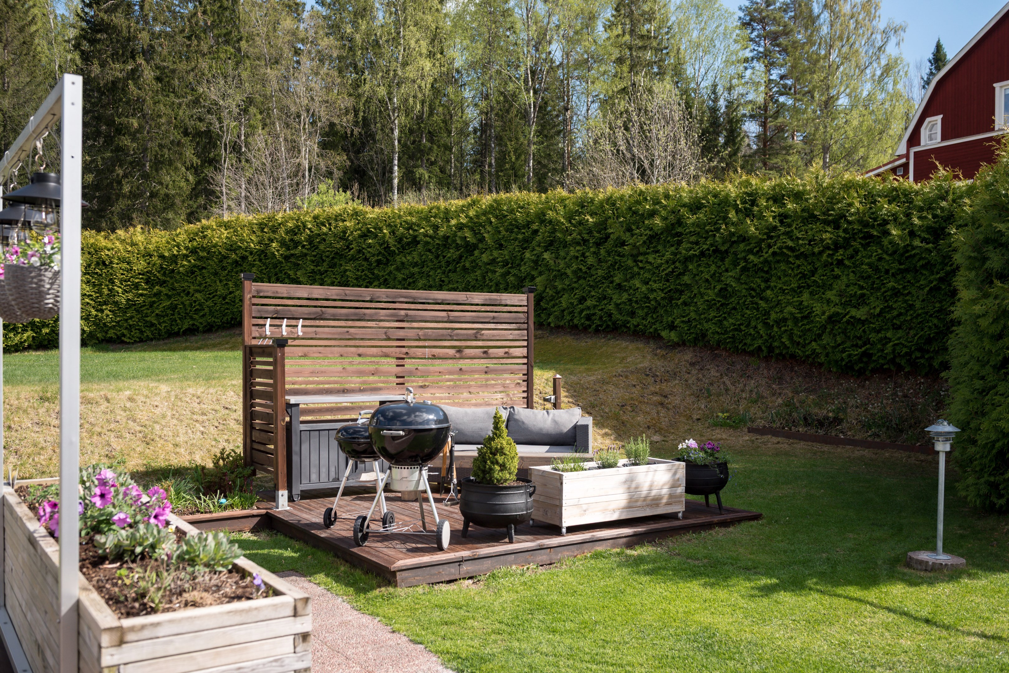 Grillplats, förberett för spabad