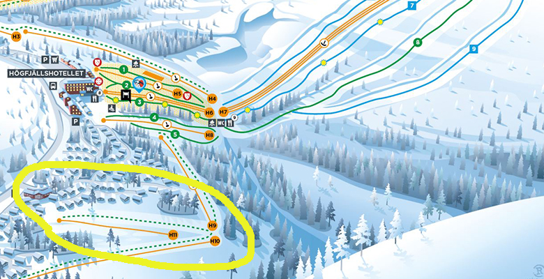 Transportlift över till backarna i Högfjället/Storfjället och Lindvallen.