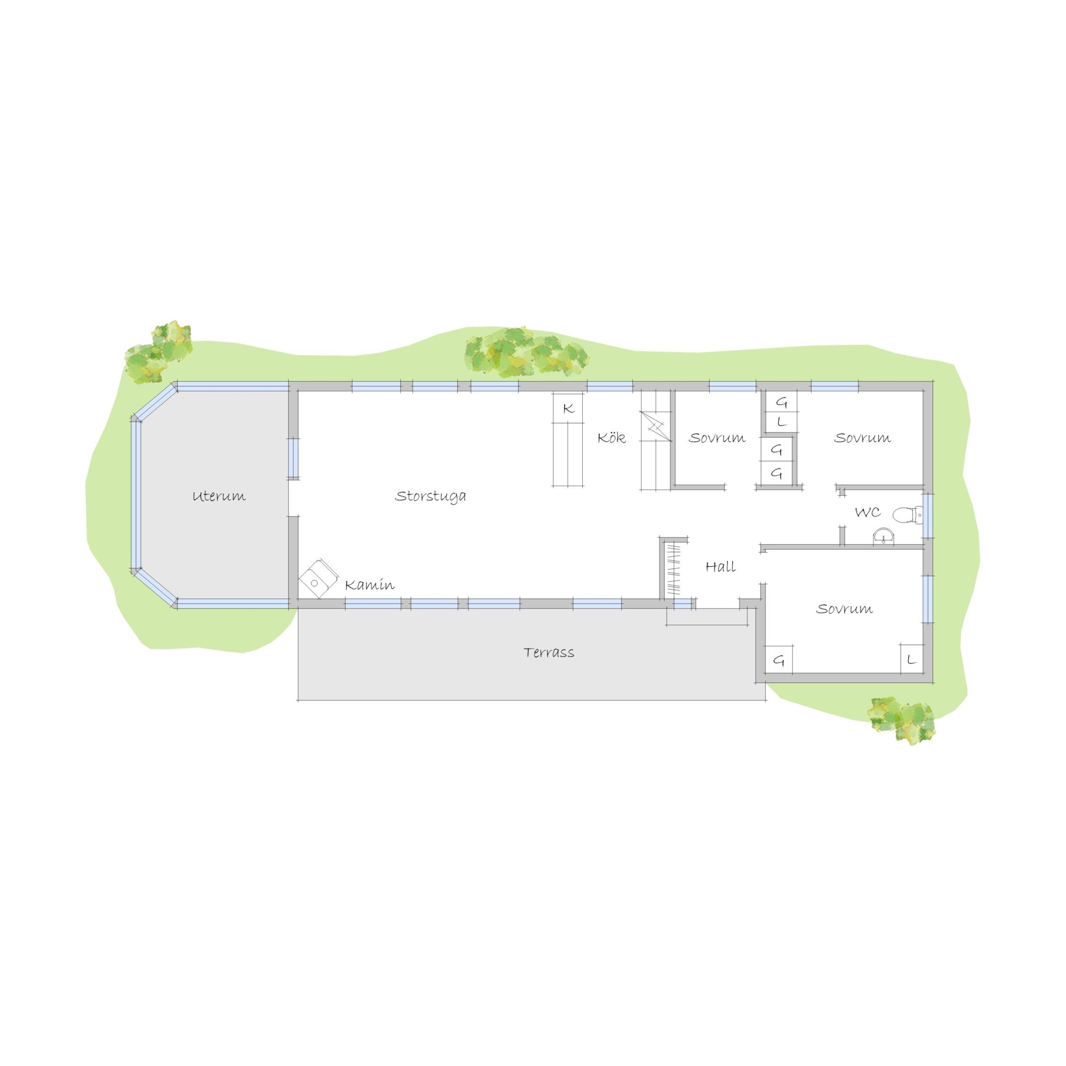 Planritning huvudbyggnad