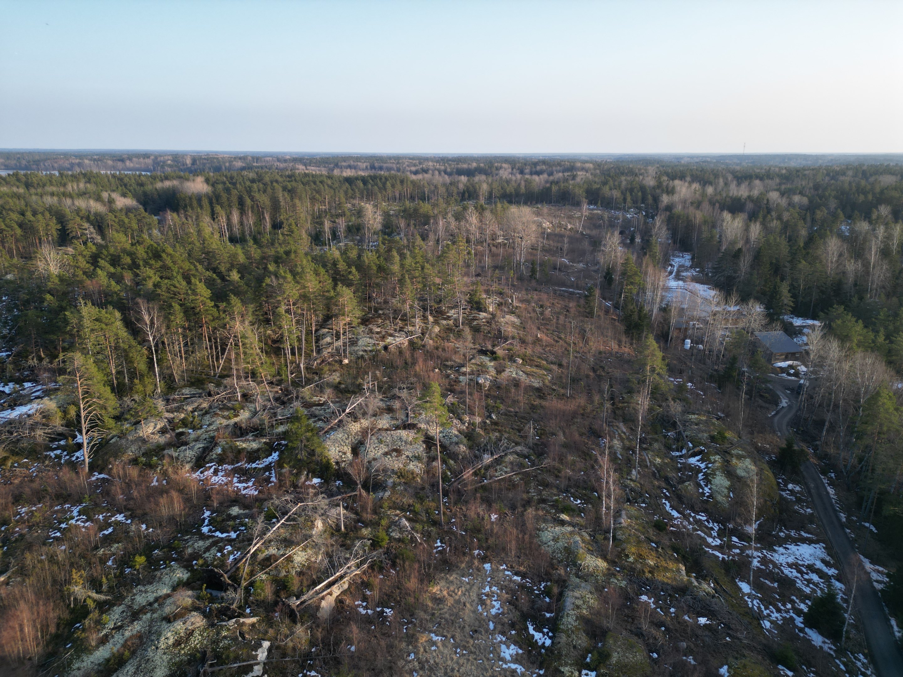 Drönarbild skifte 3 mot skifte 1 och sjön längre bort