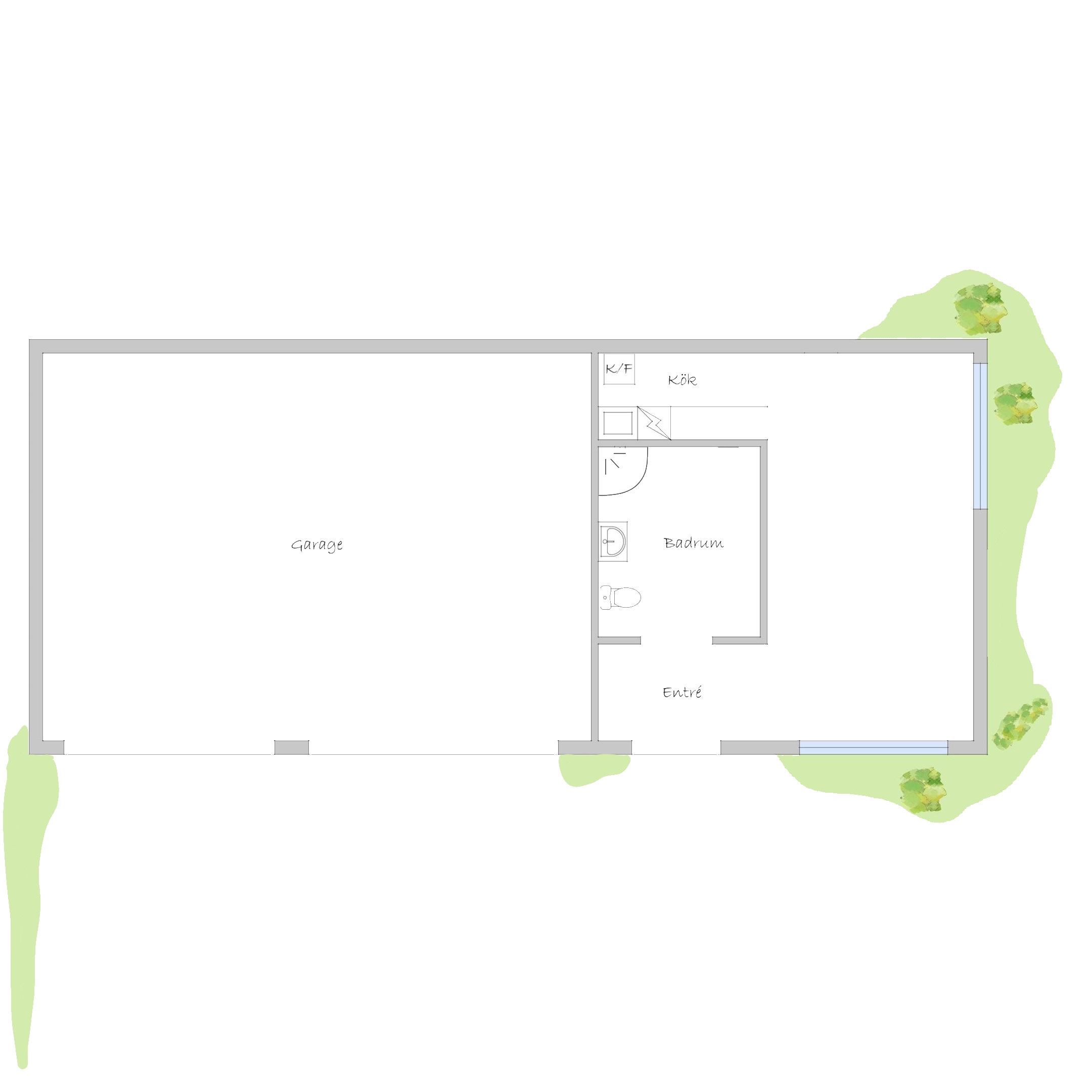 Lägenhet om ca 60kvm samt dubbelgarage.