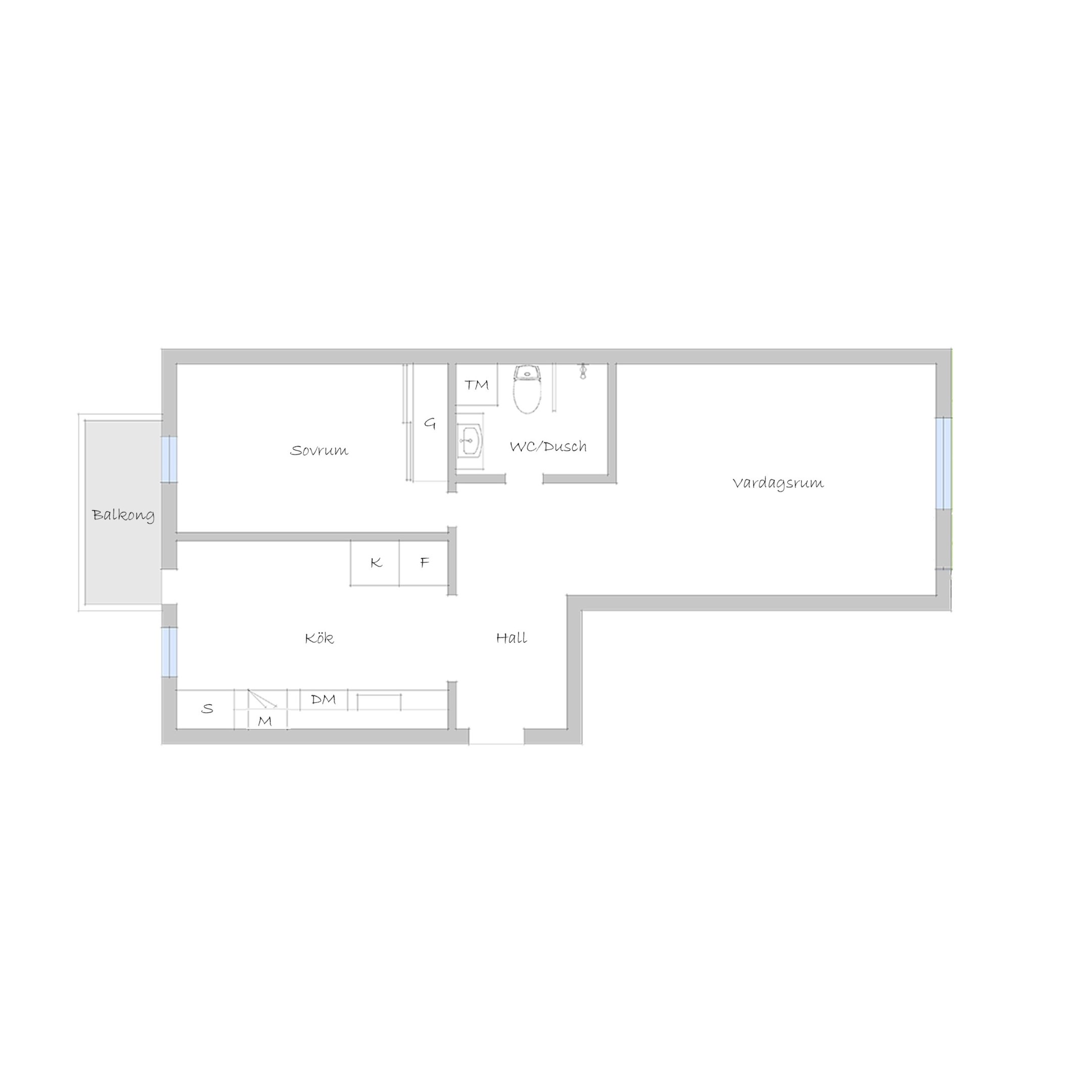 Planritning, ej skalenlig.