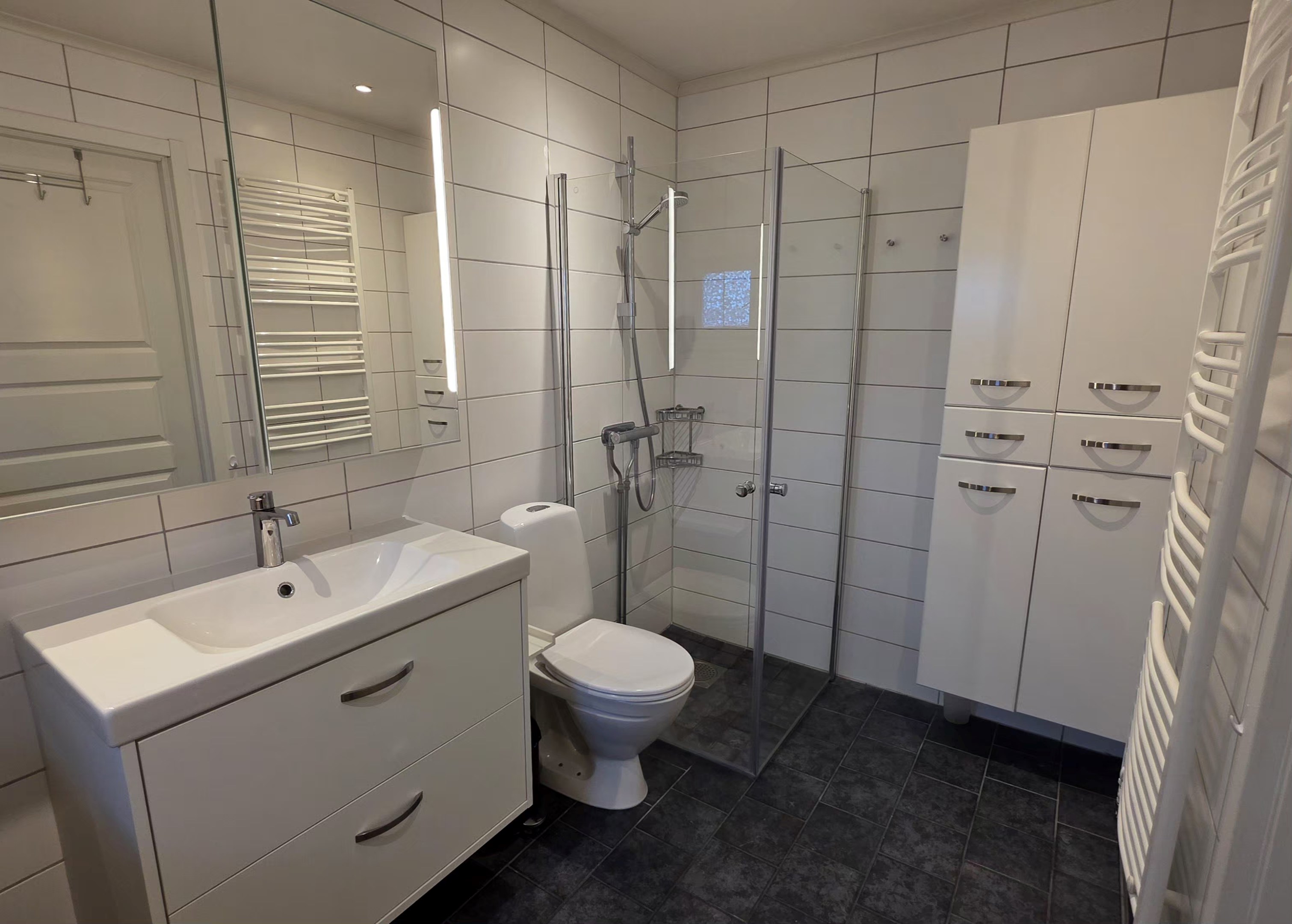 Badrum nere med dusch