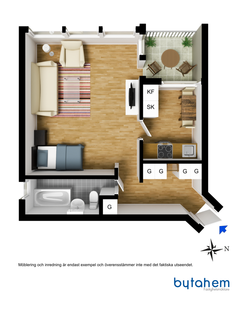 Planlösning med möbler