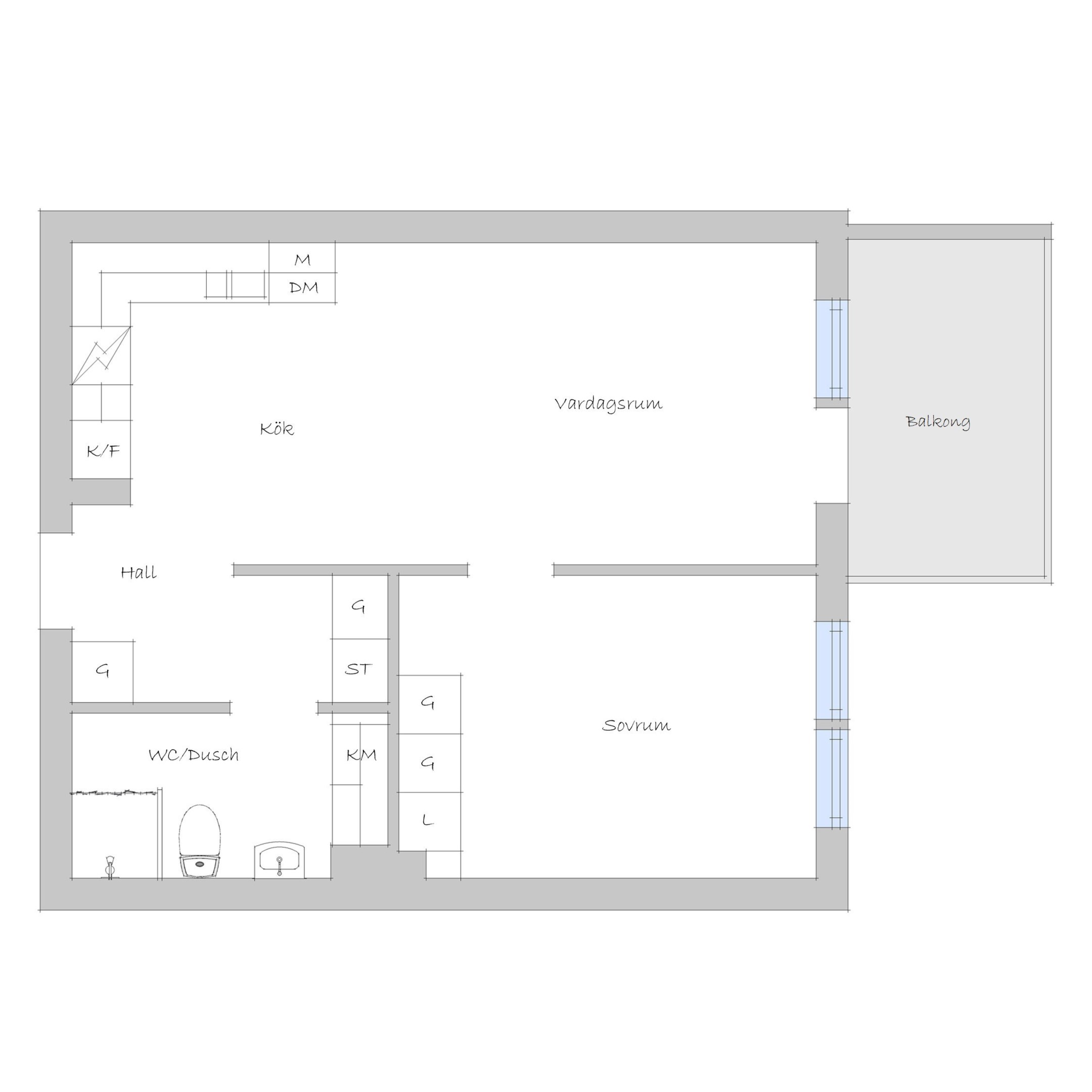 Planritning, ej skalenlig