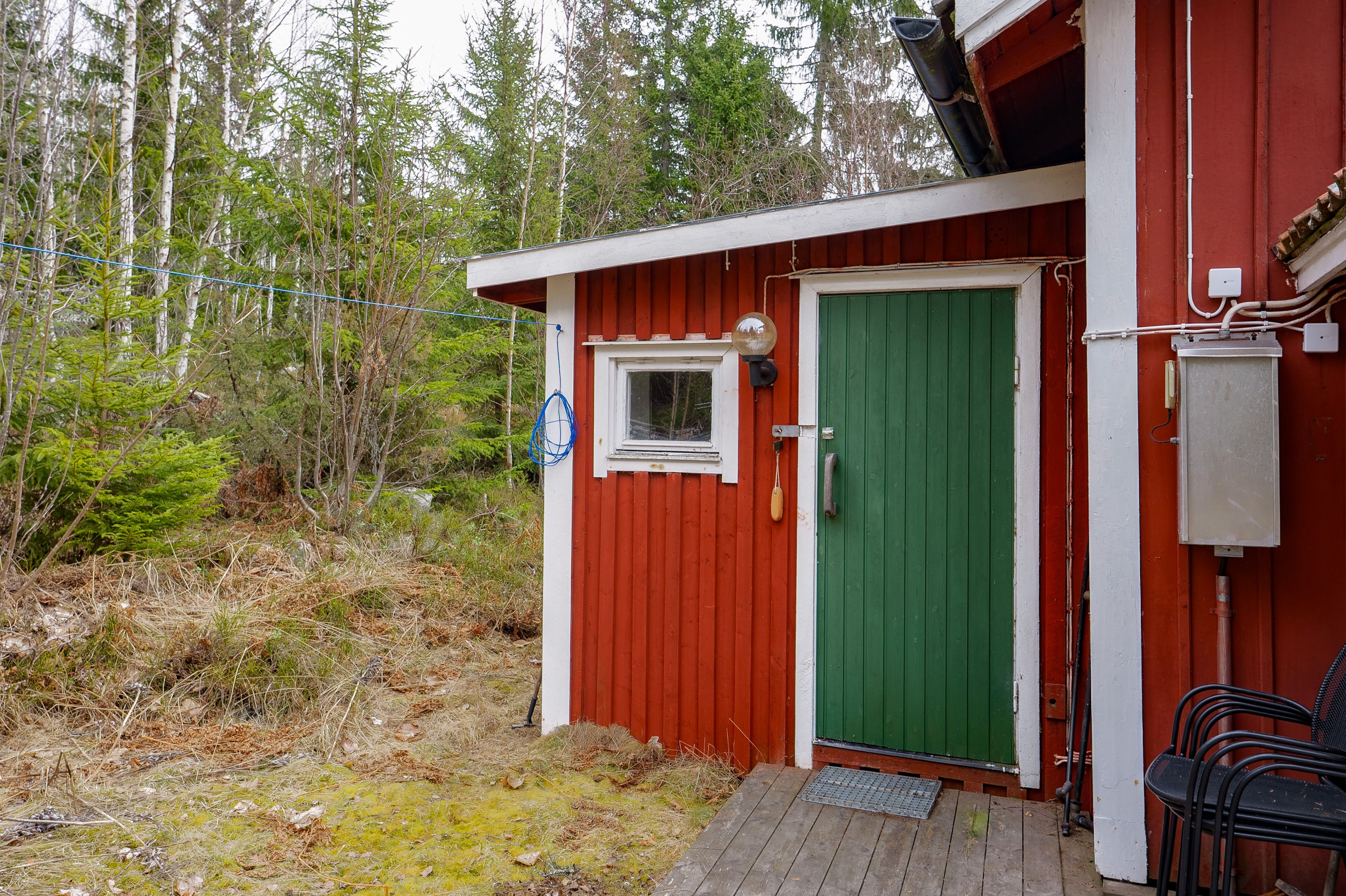 Ingång till nyrenoverat duschrum