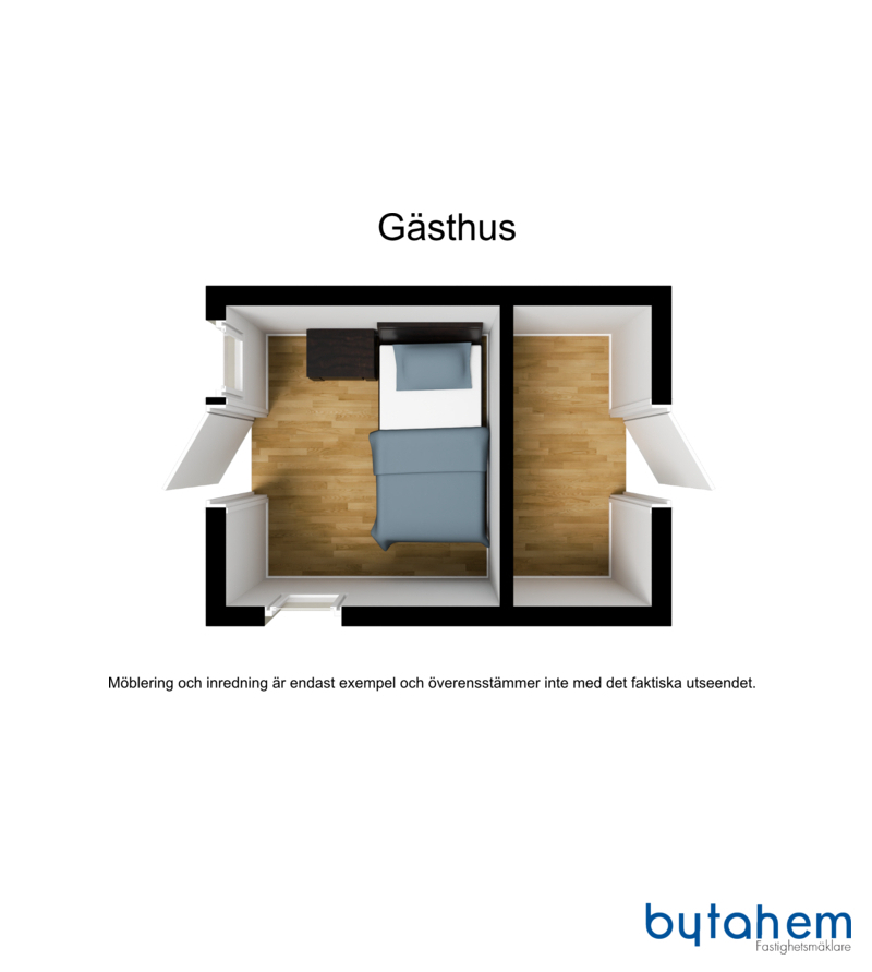 Plan gästhuset möblerat