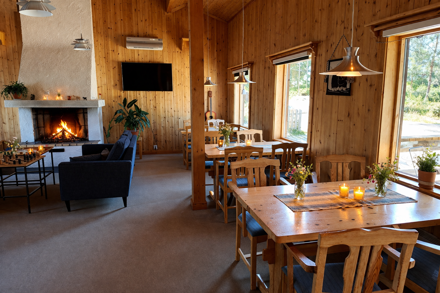 Stämningsfull eldstad – perfekt efter en dag ute i naturen.