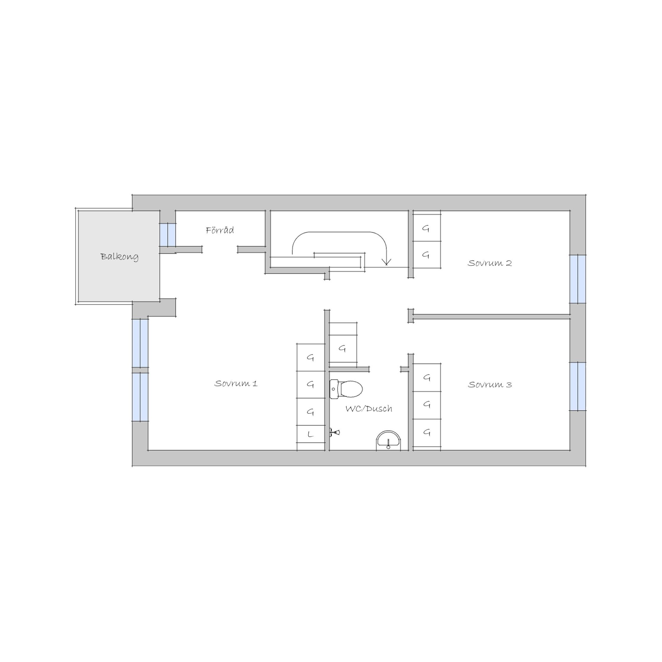 Planritning övervåning