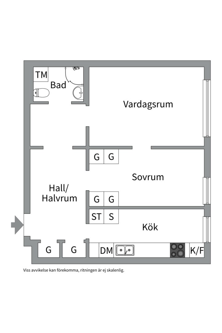 Planlösning från Tegnérgatan 28A, Kommande i Luthagen, Uppsala