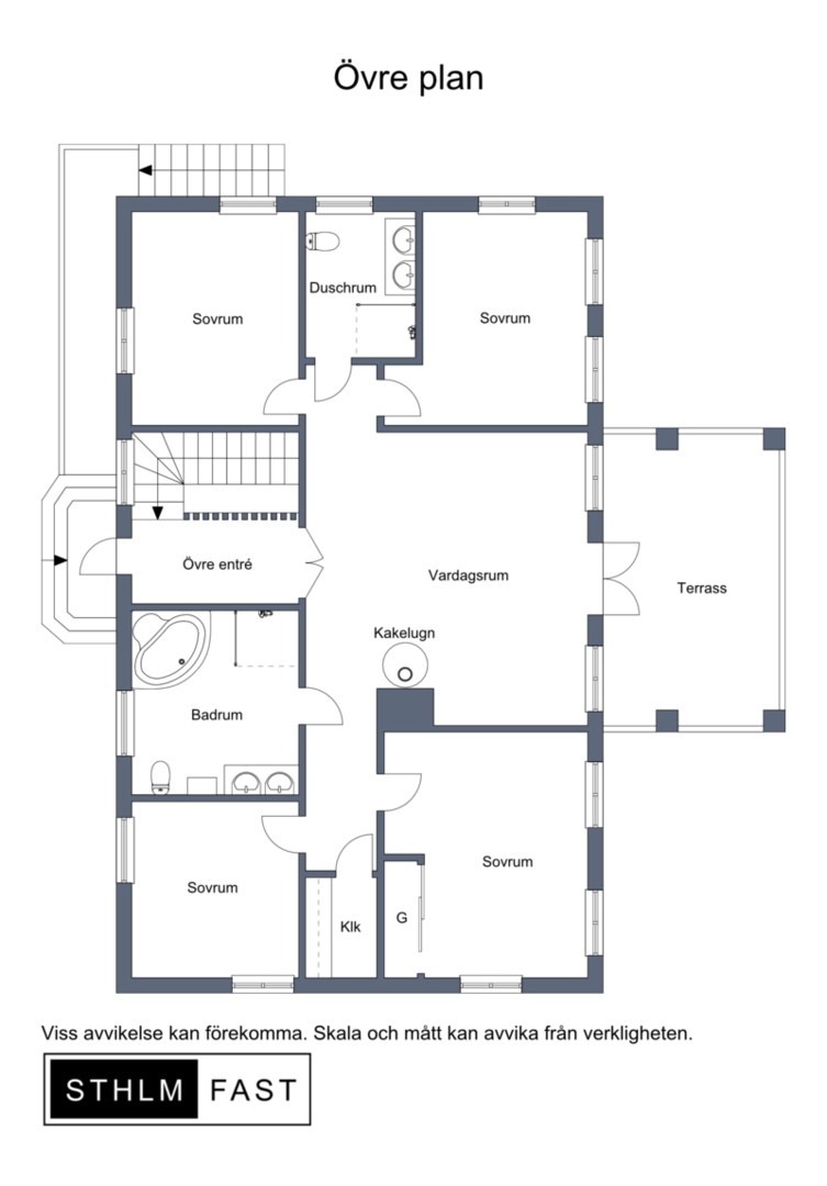 Planlösning från Åsavägen 16, Till salu i Eknäs, Nacka
