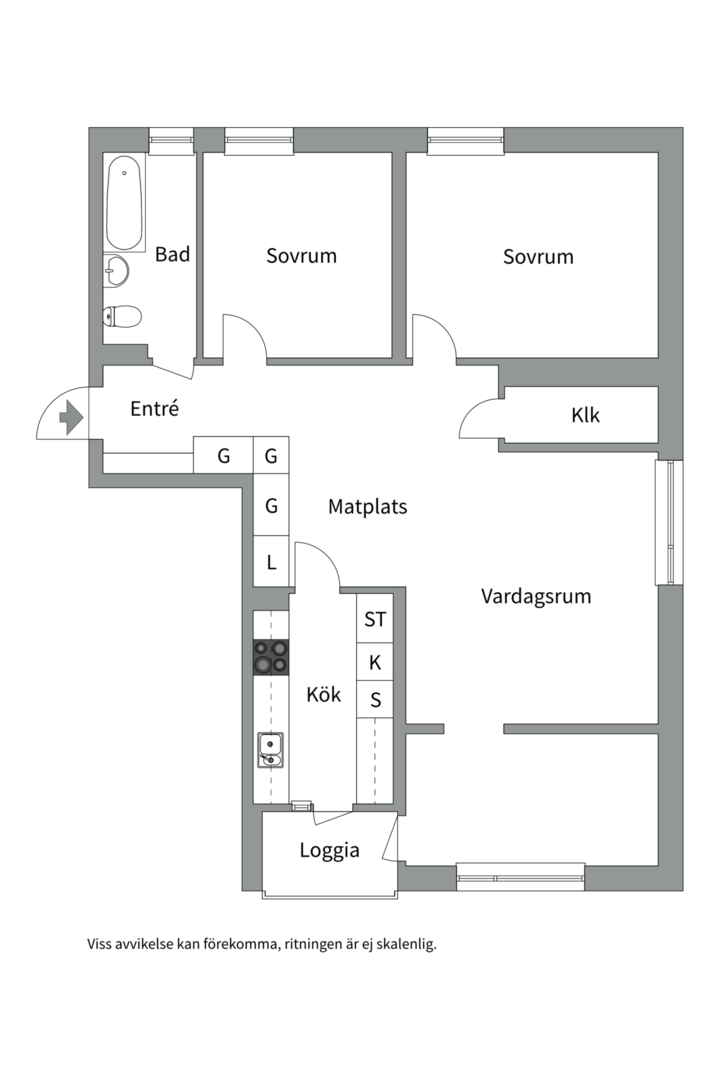 Planlösning från Rissnavägen 45, 3 tr, Såld i Spånga - Bromsten, Stockholm