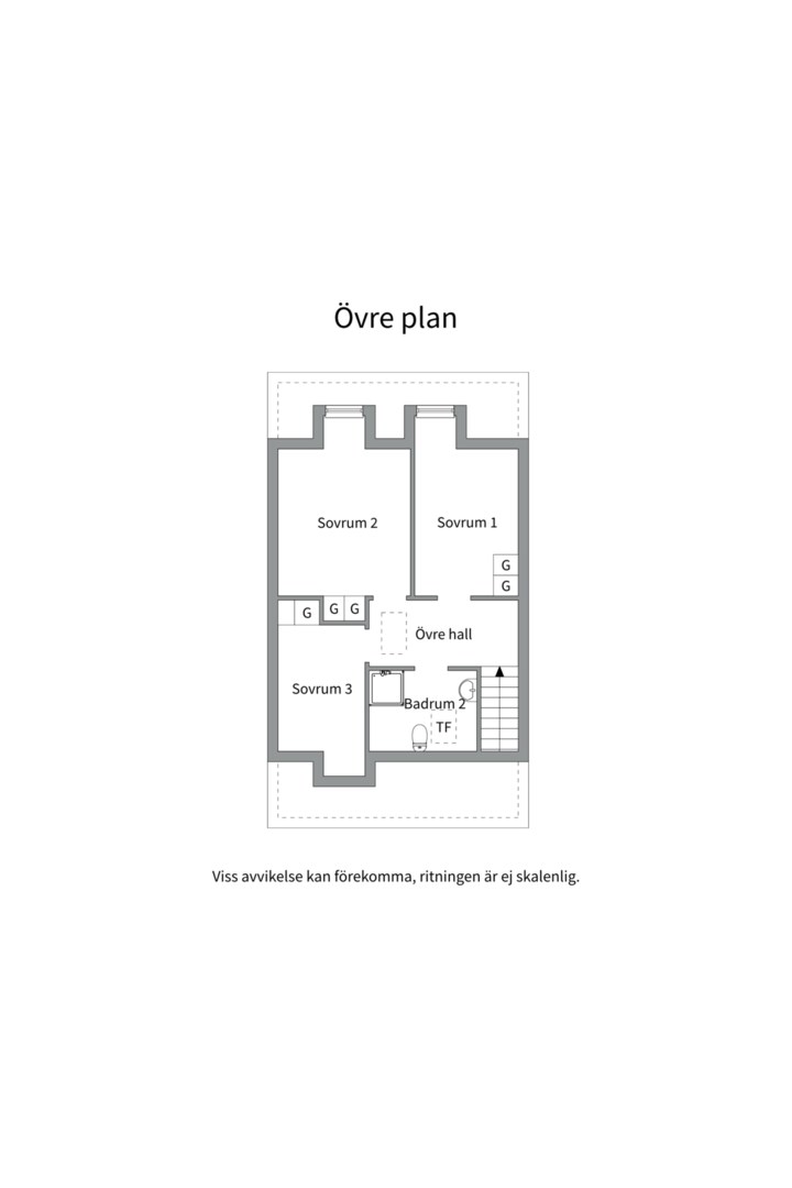 Planlösning från Bonadsvägen 46, Kommande i Nåntuna, Uppsala