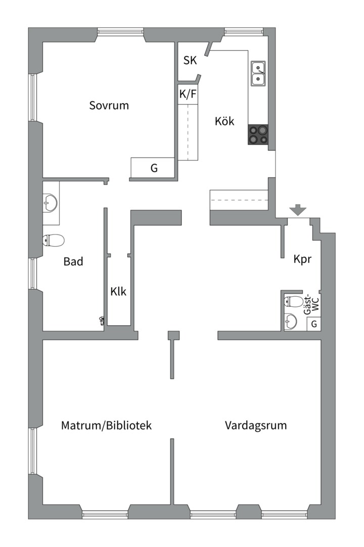 Planlösning från Hjalmar Brantingsgatan 4A, Såld i Fålhagen, Uppsala