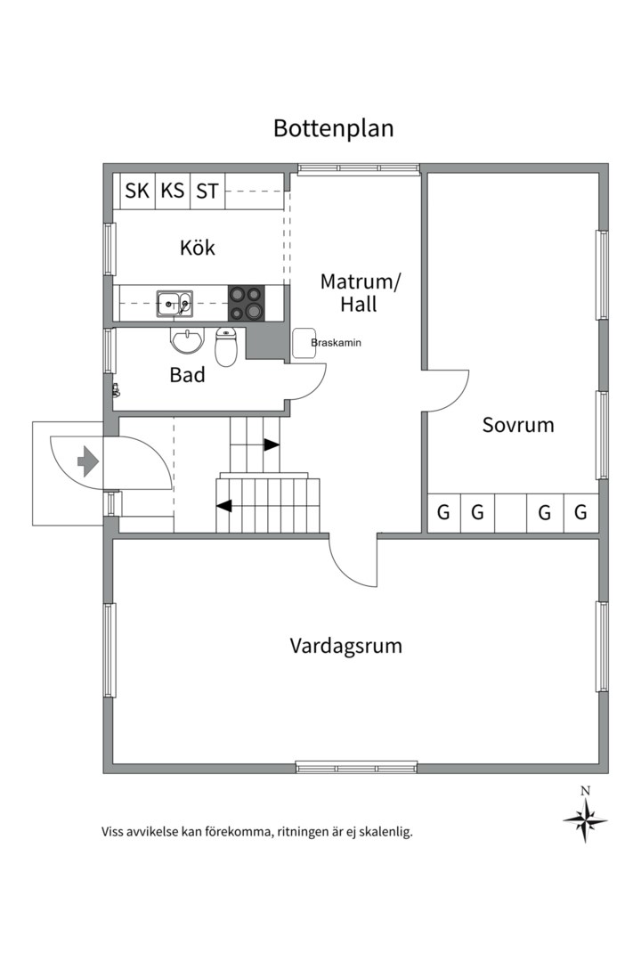 Planlösning från Kadriljvägen 8, Såld i Björklinge, Uppsala