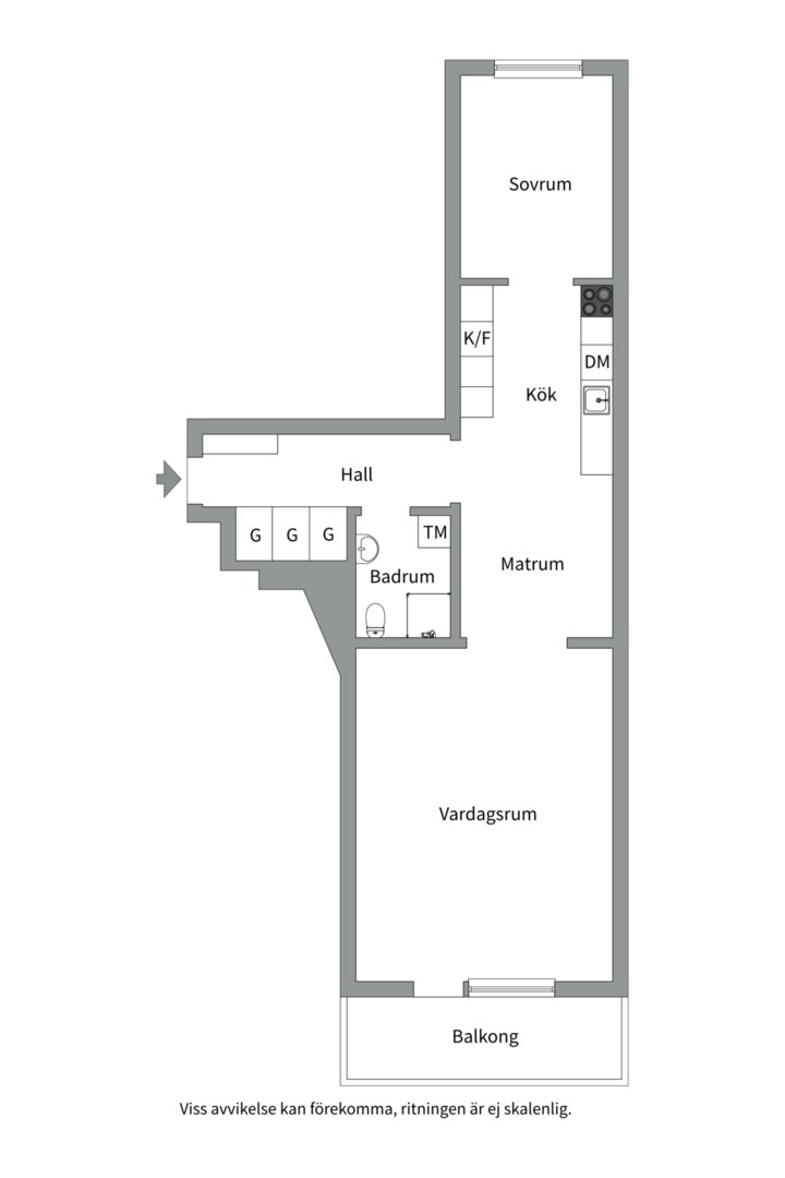 Planlösning från Odensgatan 4B, Kommande i Främre Luthagen, Uppsala