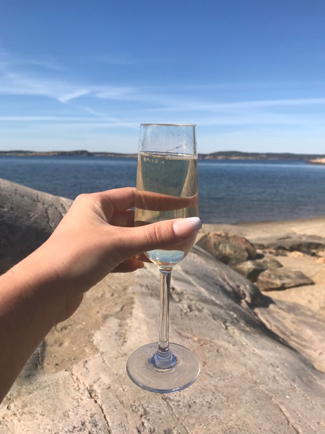 Glas bubbel efter en dag på havet