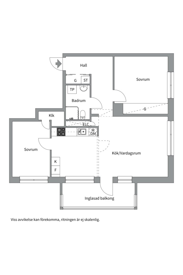 Planlösning från Albert Engströmsgatan 2H, Kommande i Gränby, Uppsala