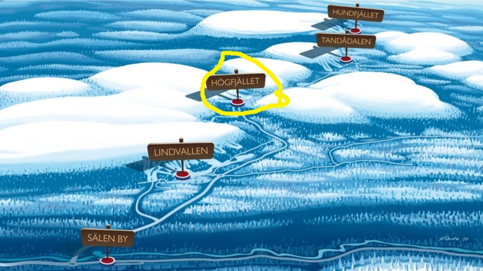 Storfjällsbyn gul ring vid Högfjället