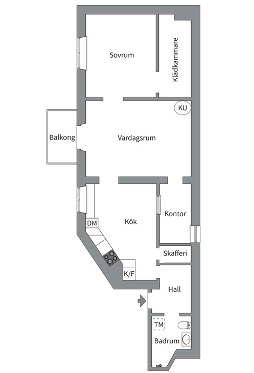 Planlösning från Bergsgatan 26, Kommande i Kungsholmen, Stockholm