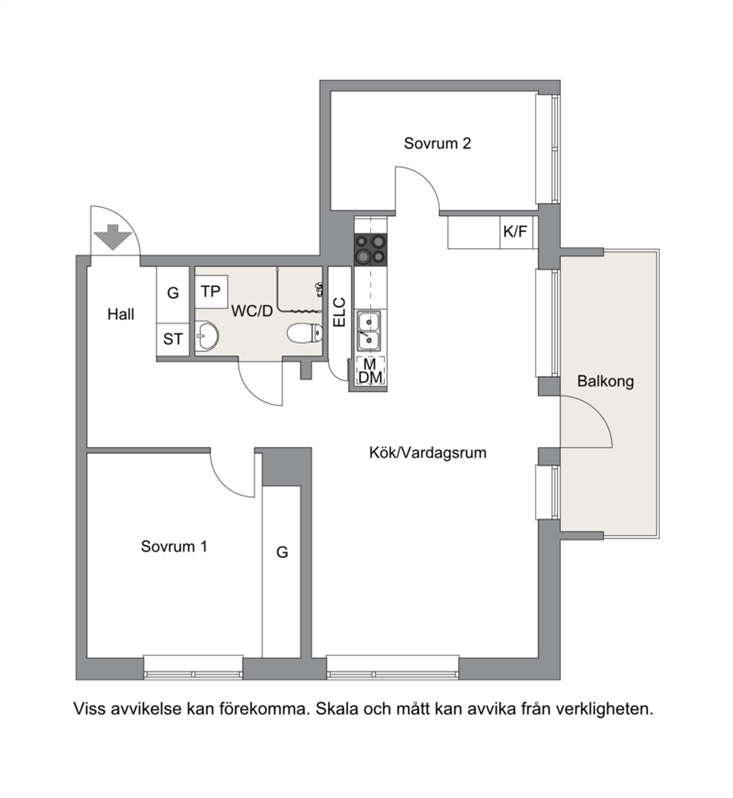 Planlösning från Albert Engströmsgatan 2H, Kommande i Gränby, Uppsala