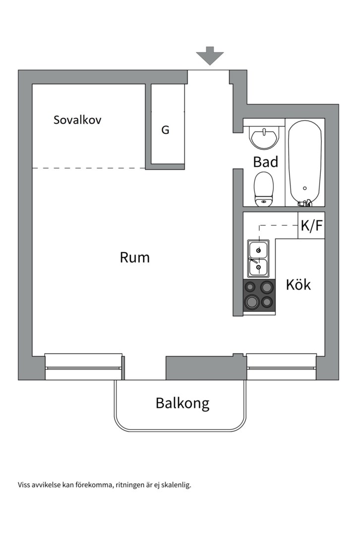 Planlösning från Kyrkogårdsgatan 16F, Kommande i Luthagen, Uppsala
