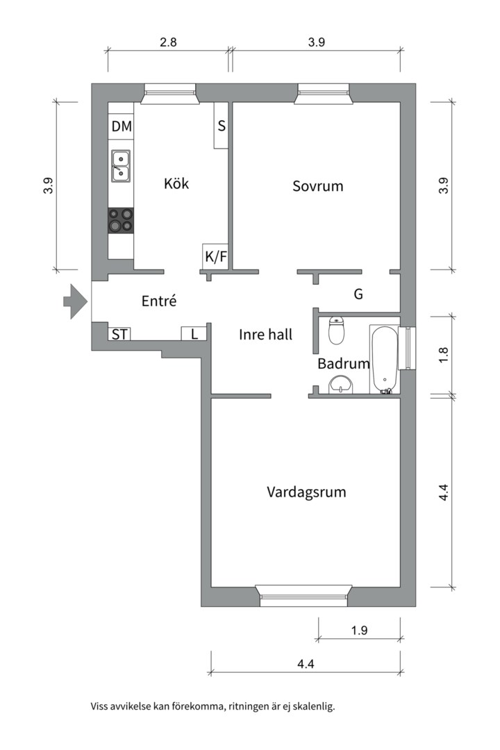 Planlösning från Salagatan 12B, Kommande i Höganäs, Uppsala