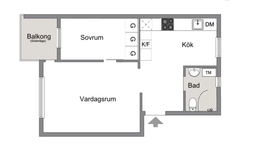 Planlösning från Ugglevägen 5B, Kommande i Ektorp, Nacka