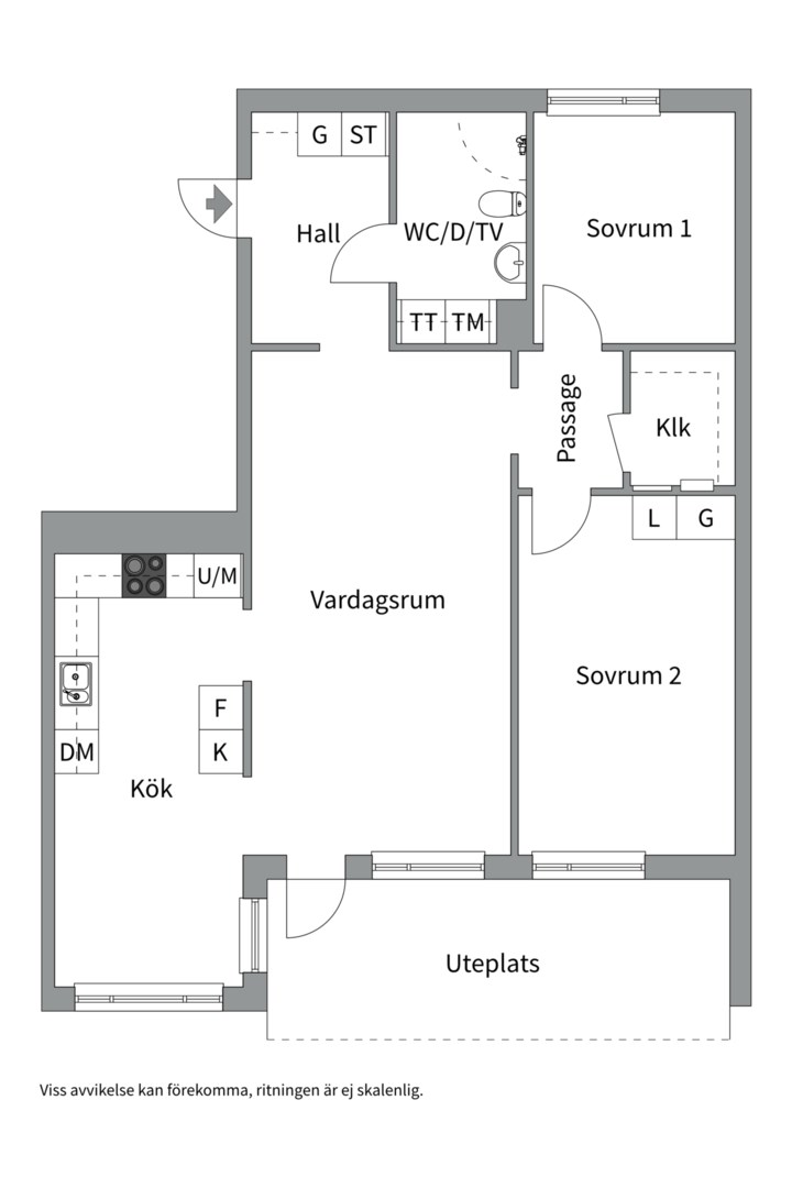 Planlösning från Topeliusgatan 8, Kommande i Nyby, Uppsala