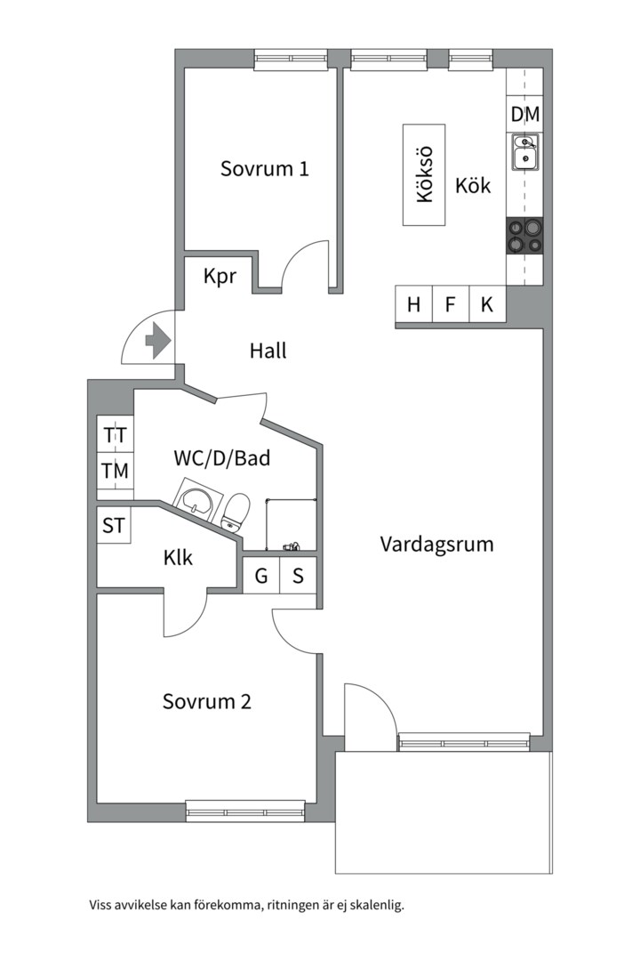 Planlösning från Portalgatan 15, Kommande i Kapellgärdet, Uppsala