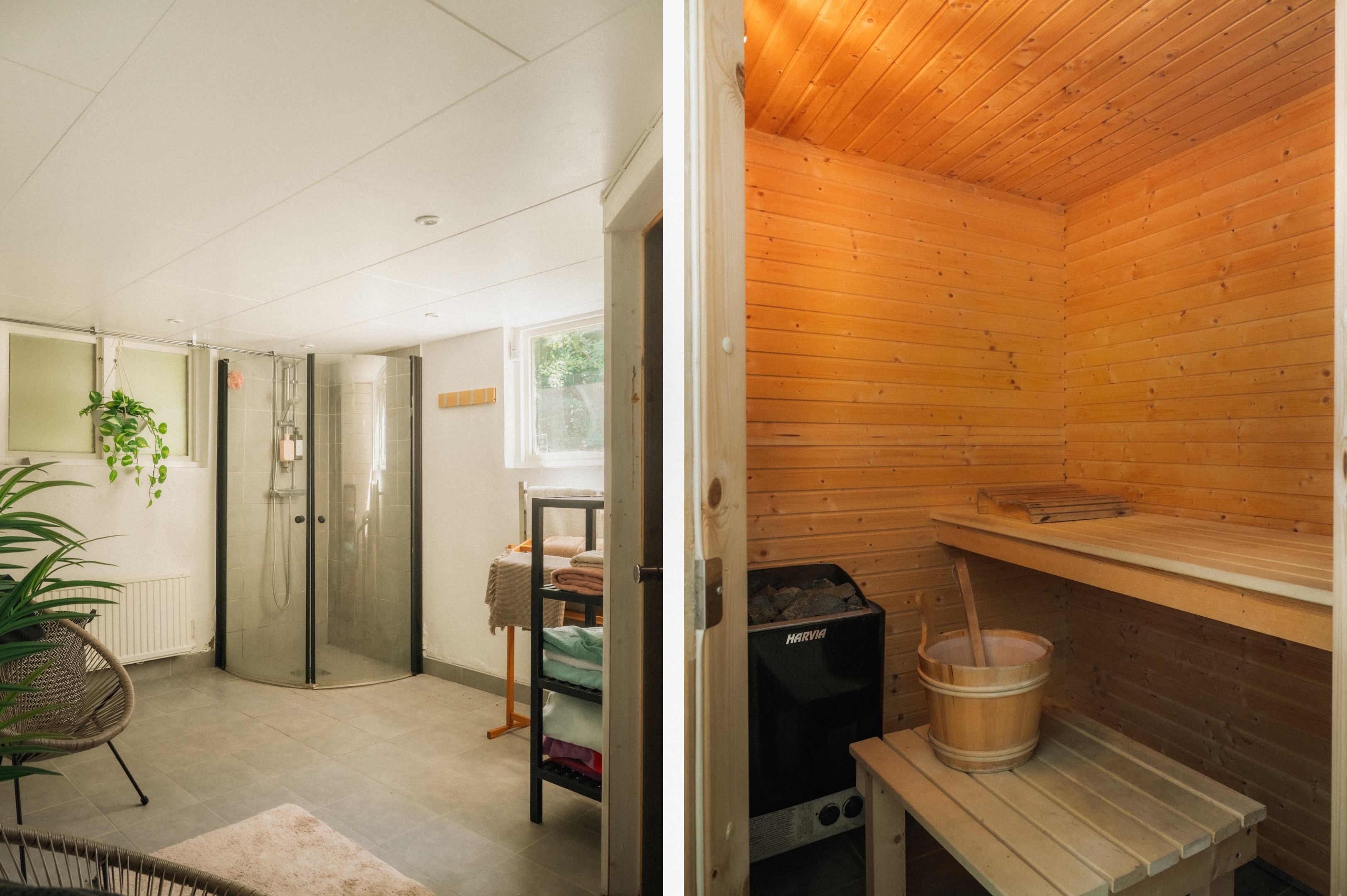 Relaxavdelning och bastu nedre plan