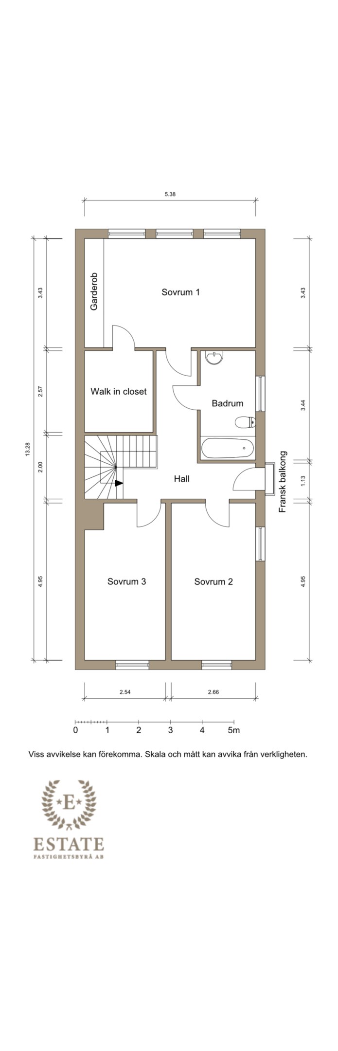 2D-planritning måttsatt Övreplan