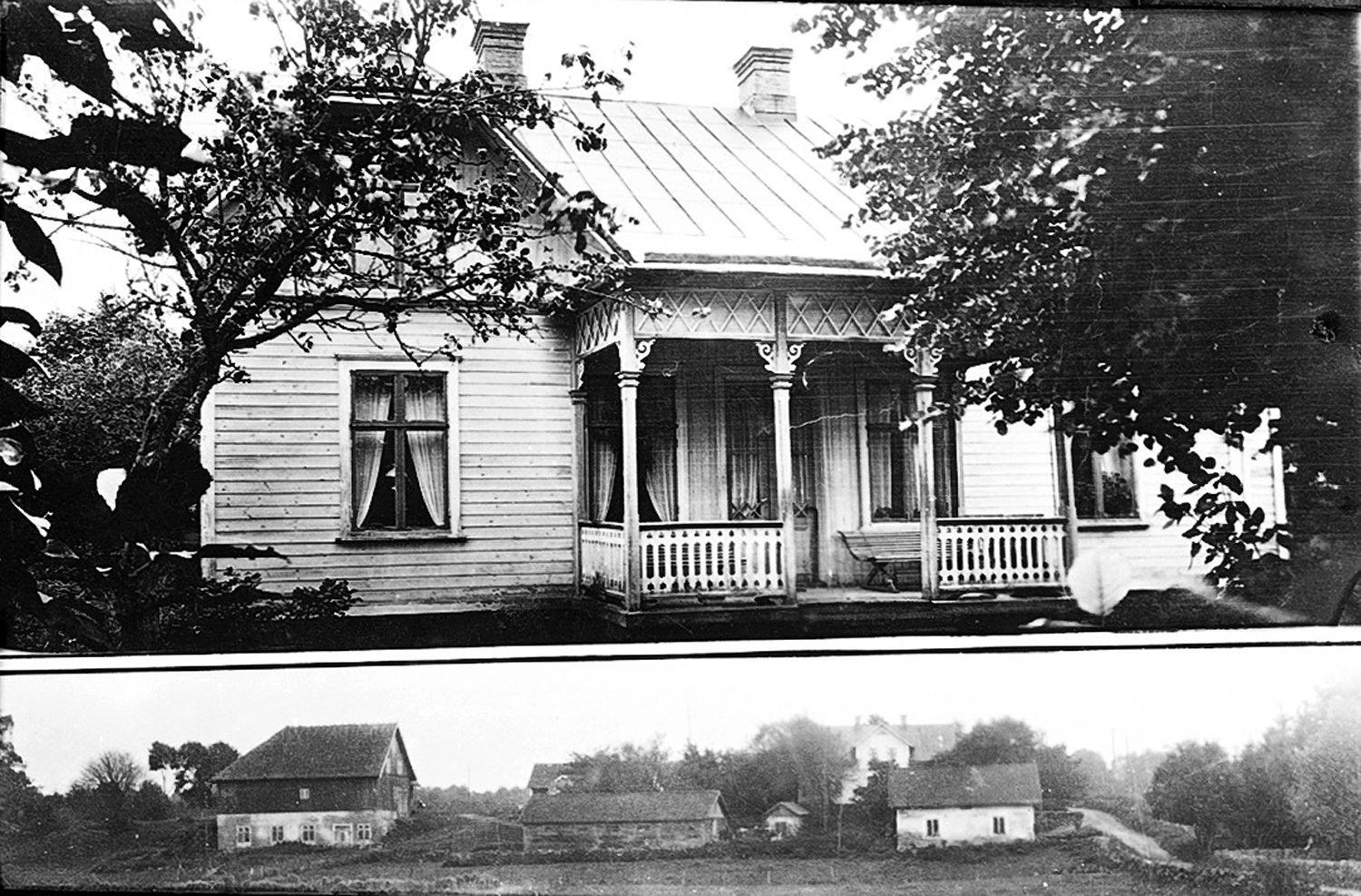 Caspers bostadshus. Nedre bild tagen från ängen på baksidan.