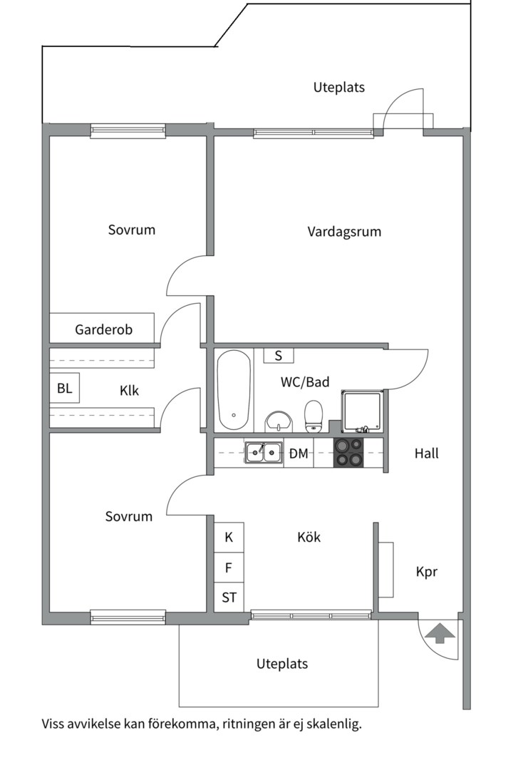 Planlösning från Valthornsvägen 42 A, Till salu i Gottsunda, Uppsala