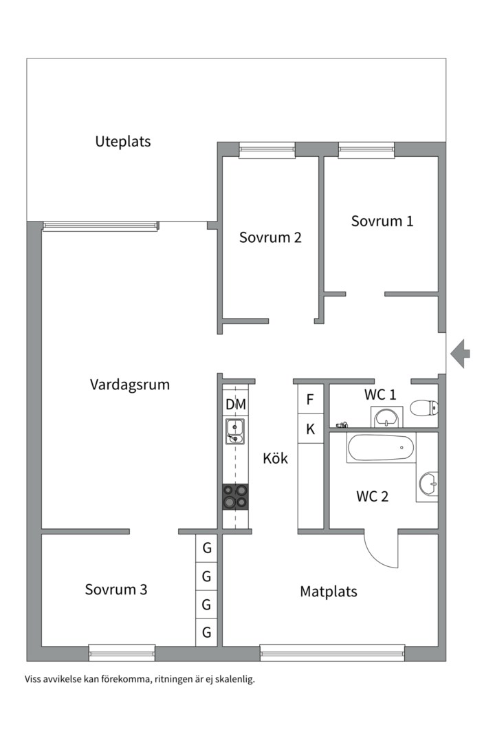 Planlösning från Wivalliusgatan 13, Kommande i Nyby, Uppsala