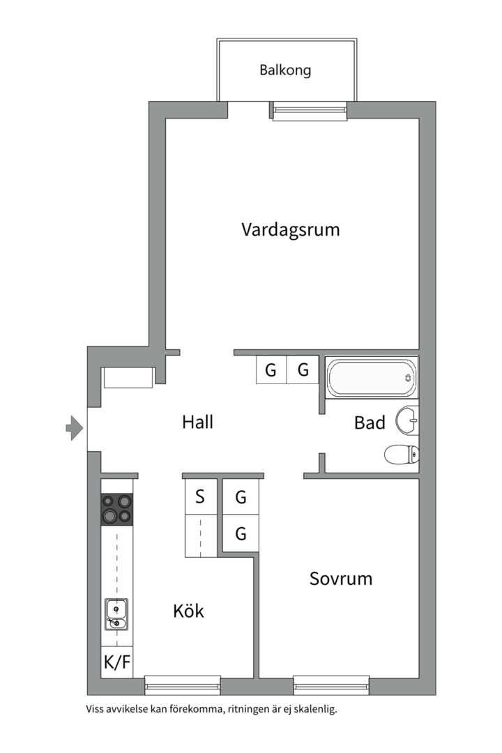 Planlösning från Bredmansgatan 9C, Till salu i Luthagen, Uppsala