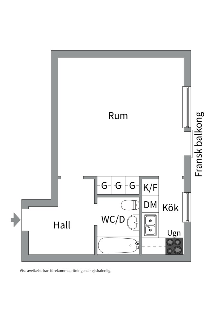 Planlösning från Kungsängsgatan 36B, Till salu i Centrum, Uppsala
