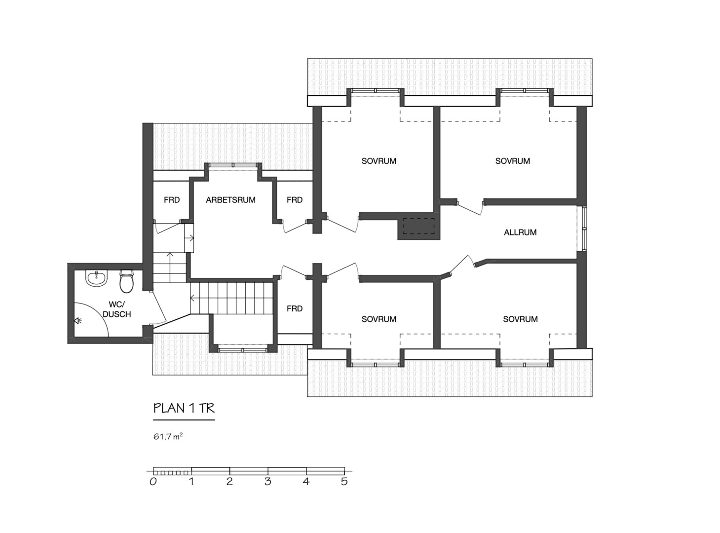 Planlösning från Krokvägen 12B, Kommande i Storängen, Nacka
