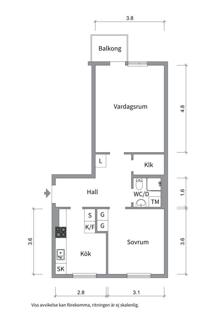 Planlösning från Norrtäljegatan 20B, Till salu i Fålhagen, Uppsala