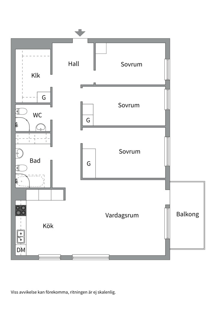Planlösning från Portalgatan 76, Kommande i Kapellgärdet, Uppsala