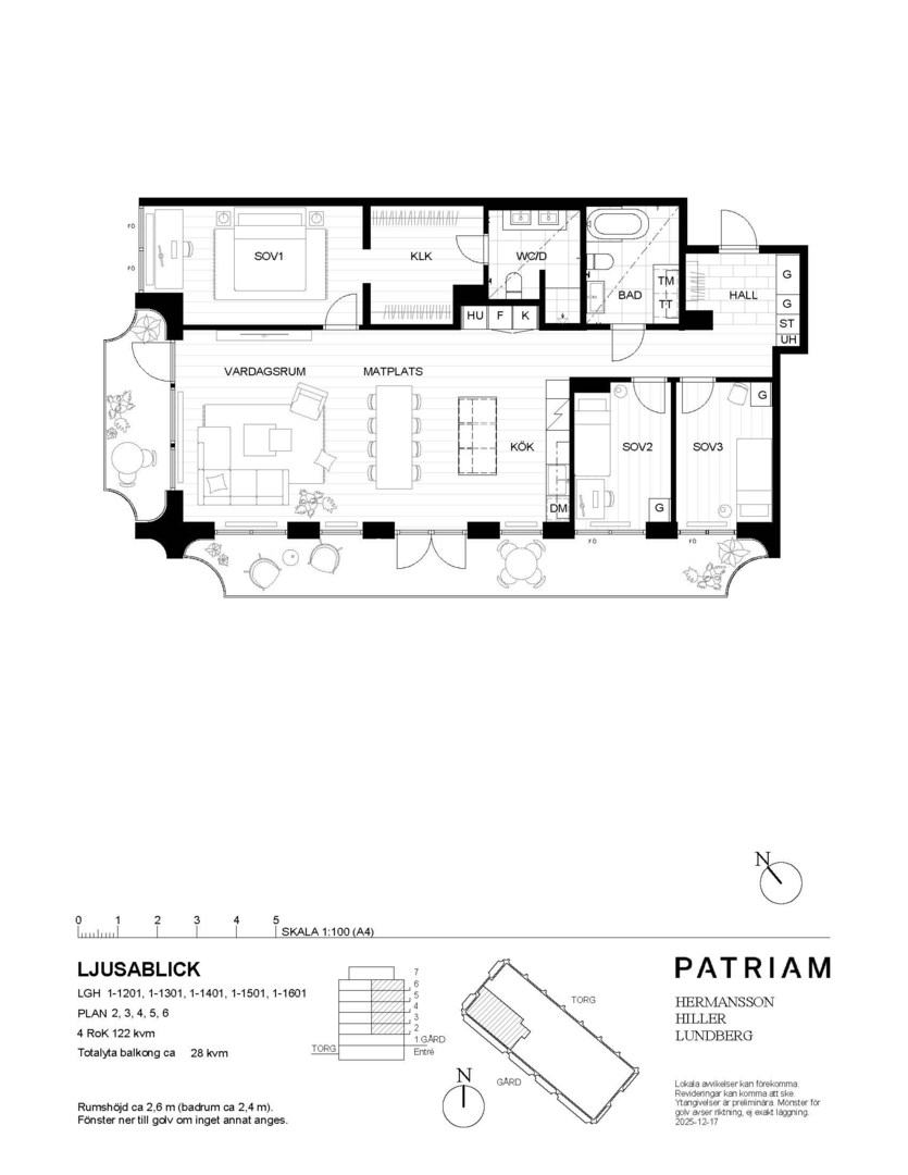Planlösning från Primusgatan 20, Lgh 1-1101, Till salu i Lilla Essingen, Stockholm